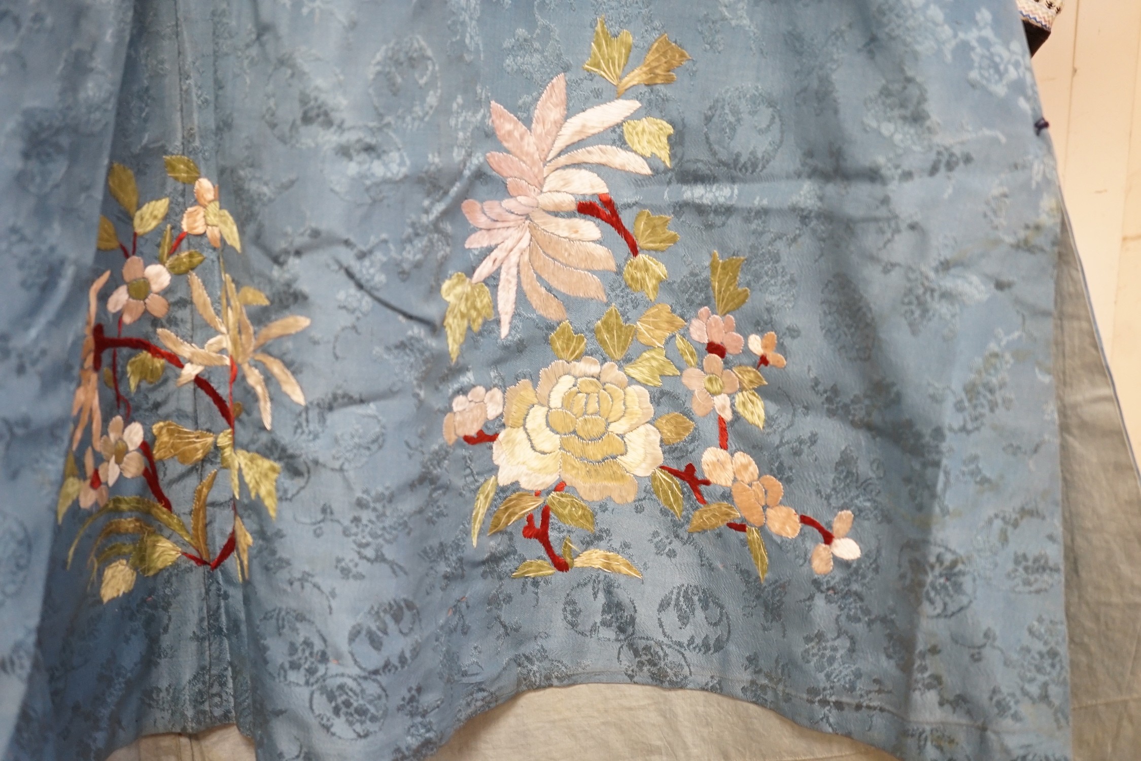 A Chinese silk embroidered robe, late 19th century